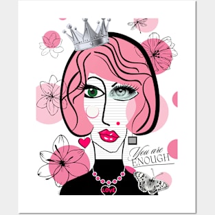 Positive Lady Vibes You Are Enough Posters and Art